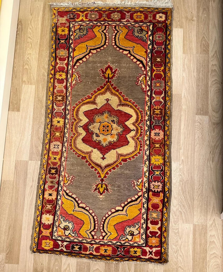 Antique Anatolian Kirsehir Mucur Handwoven Kilim Rug (2.95 ft. X 5.90 ft.) (90 cm x 180 cm) - Vintage Turkish Carpet