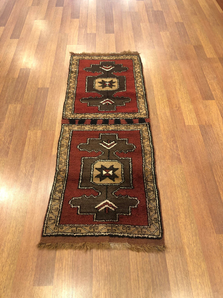 Rare Antique Handwoven Kars Turkish Kilim Rug (2.29 ft. X 5.74 ft.) (70 cm x 175 cm) - Vintage Wool Caucasian Rug