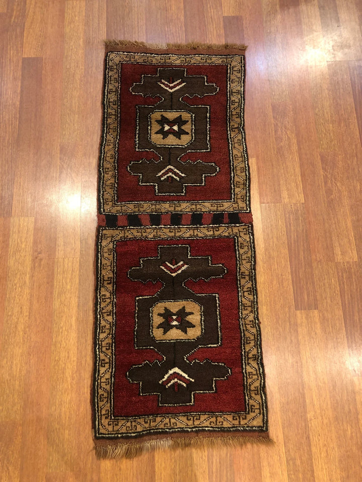 Rare Antique Handwoven Kars Turkish Kilim Rug (2.29 ft. X 5.74 ft.) (70 cm x 175 cm) - Vintage Wool Caucasian Rug