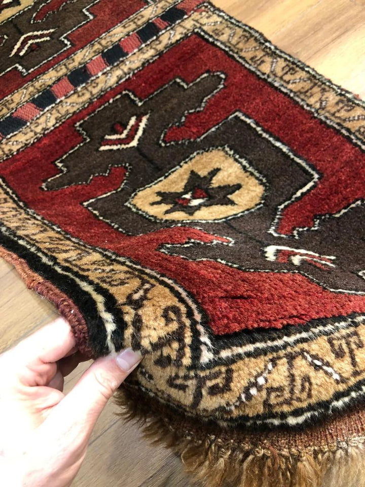 Rare Antique Handwoven Kars Turkish Kilim Rug (2.29 ft. X 5.74 ft.) (70 cm x 175 cm) - Vintage Wool Caucasian Rug