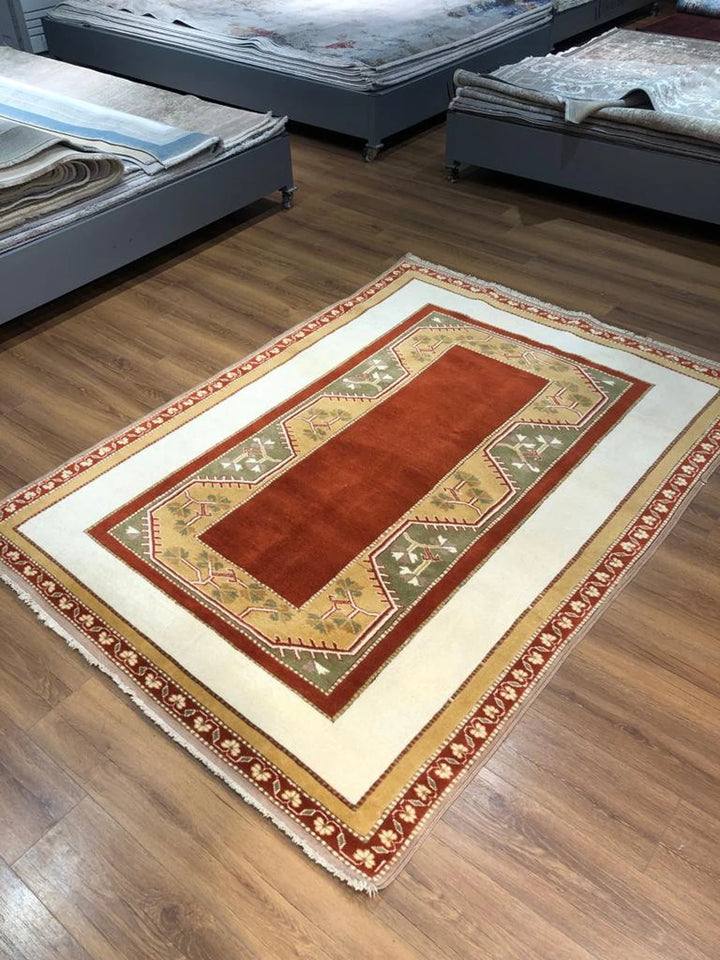 Rare Antique Handwoven Milas Kilim Rug (5.41 ft. X 7.21 ft.) (165 cm x 220 cm) - Anatolian Vintage Carpet