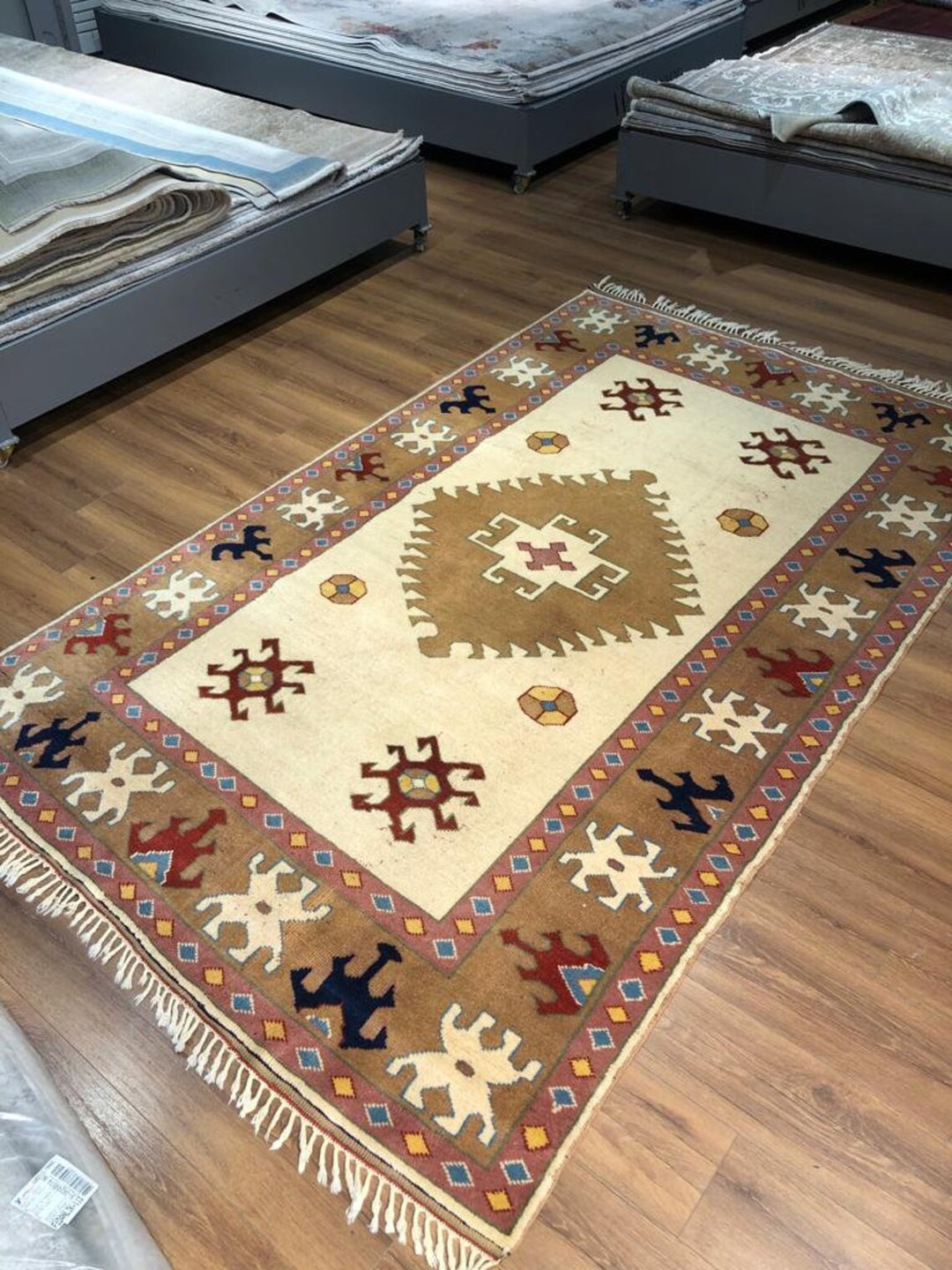 Antique Anatolian Afyon Basmakci Yoruk Rug (5.74 ft. X 9.18 ft.) (175 cm x 280 cm) - Handwoven Vintage Wool Rug