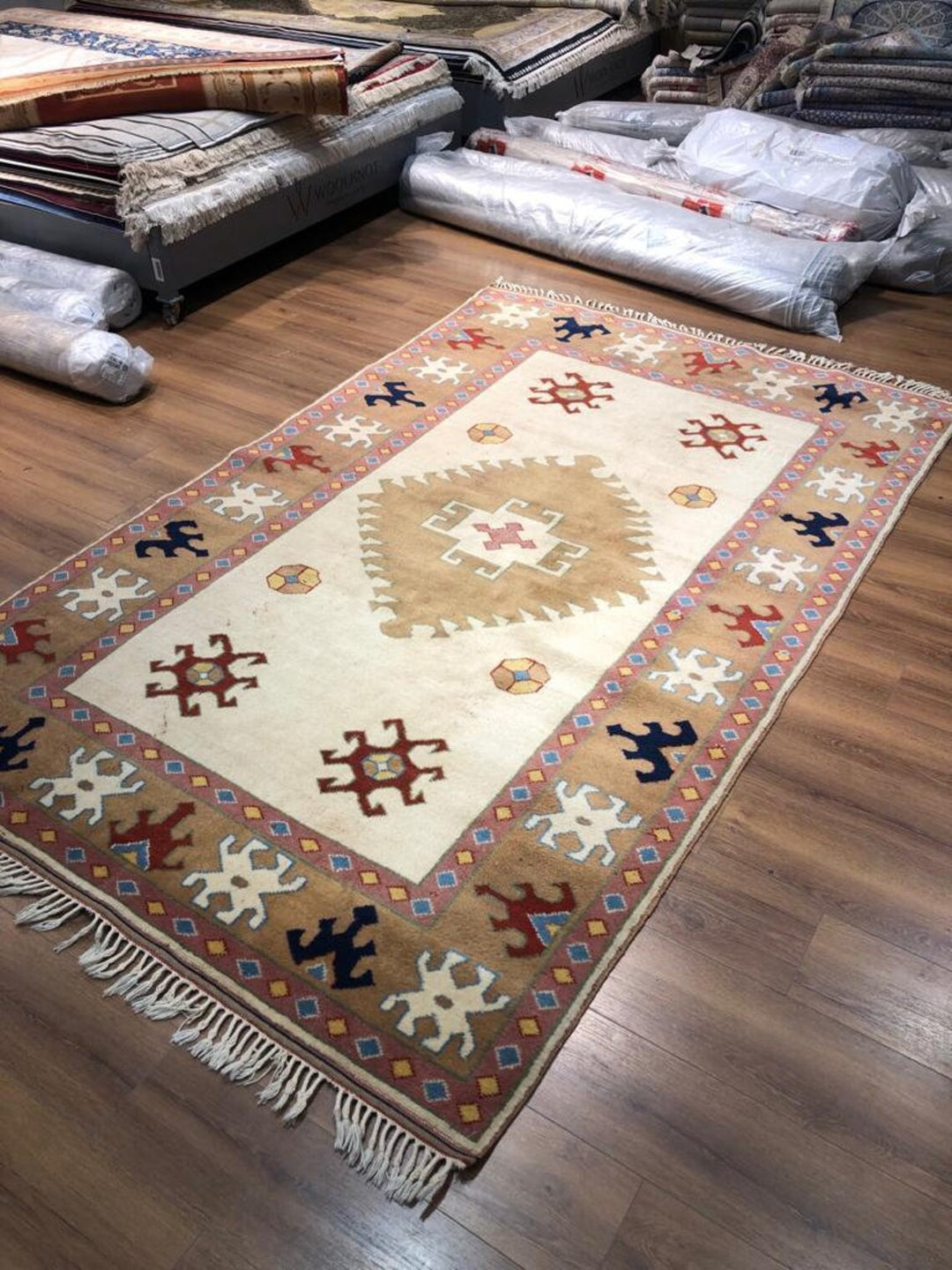 Antique Anatolian Afyon Basmakci Yoruk Rug (5.74 ft. X 9.18 ft.) (175 cm x 280 cm) - Handwoven Vintage Wool Rug