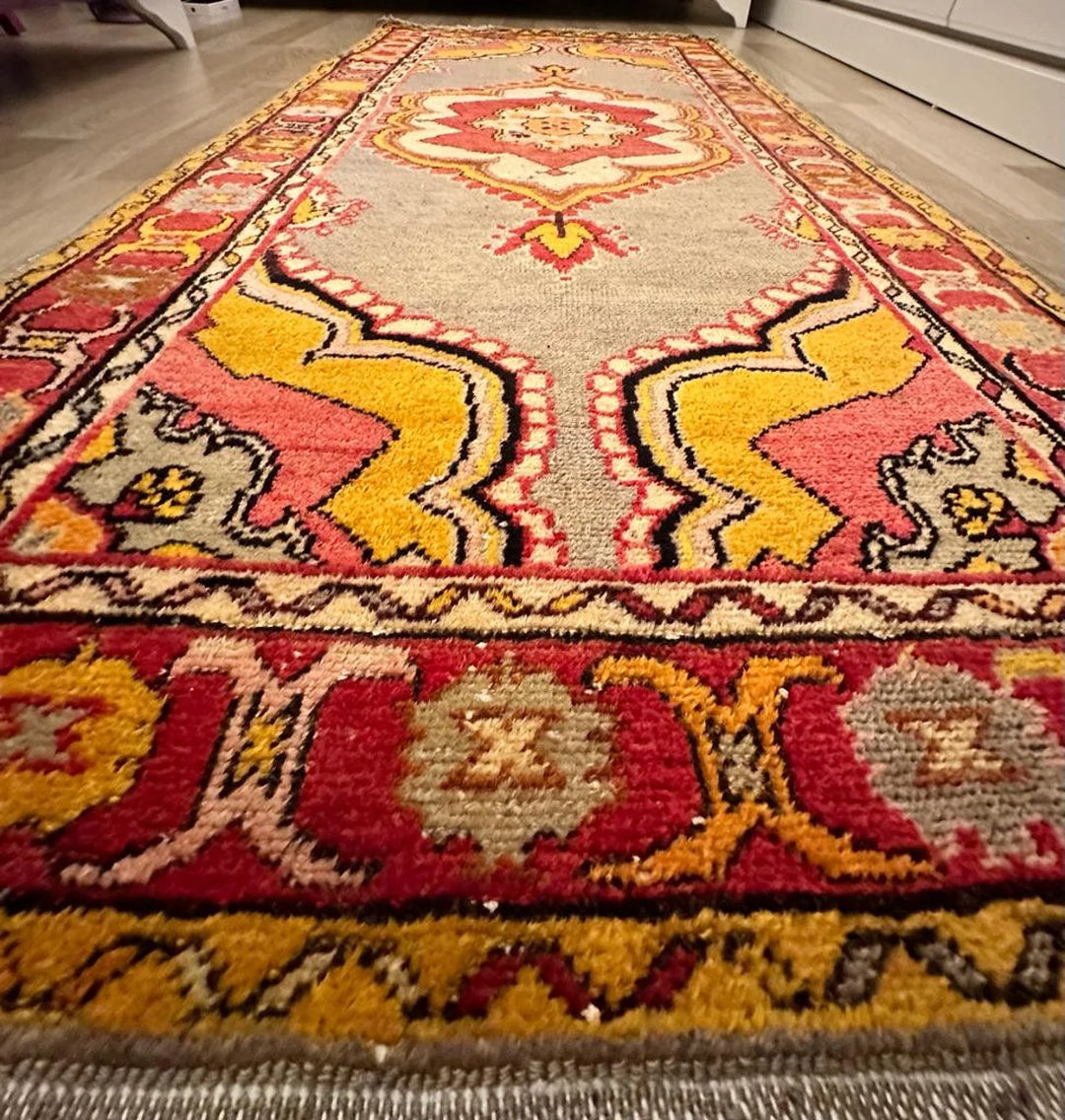 Antique Anatolian Kirsehir Mucur Handwoven Kilim Rug (2.95 ft. X 5.90 ft.) (90 cm x 180 cm) - Vintage Turkish Carpet