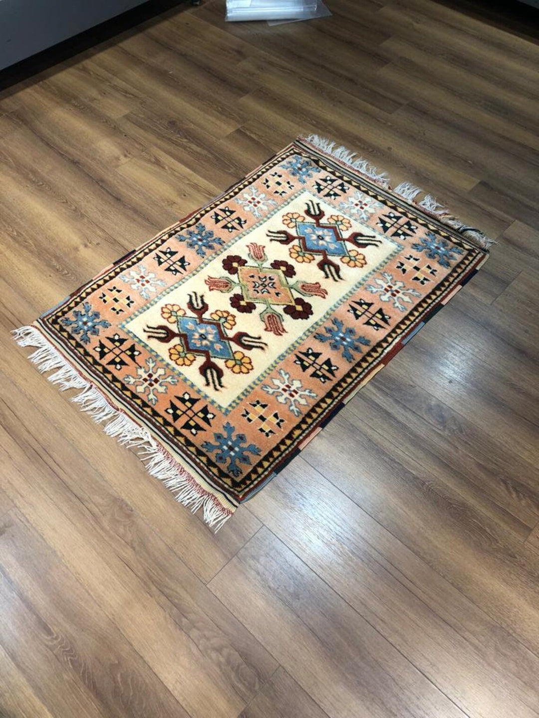 Antique Handwoven Tribal Rug (2.95 ft. X 3.93 ft.) (90 cm. X 120 cm.) - 3X4 Colorful Milas Border Design