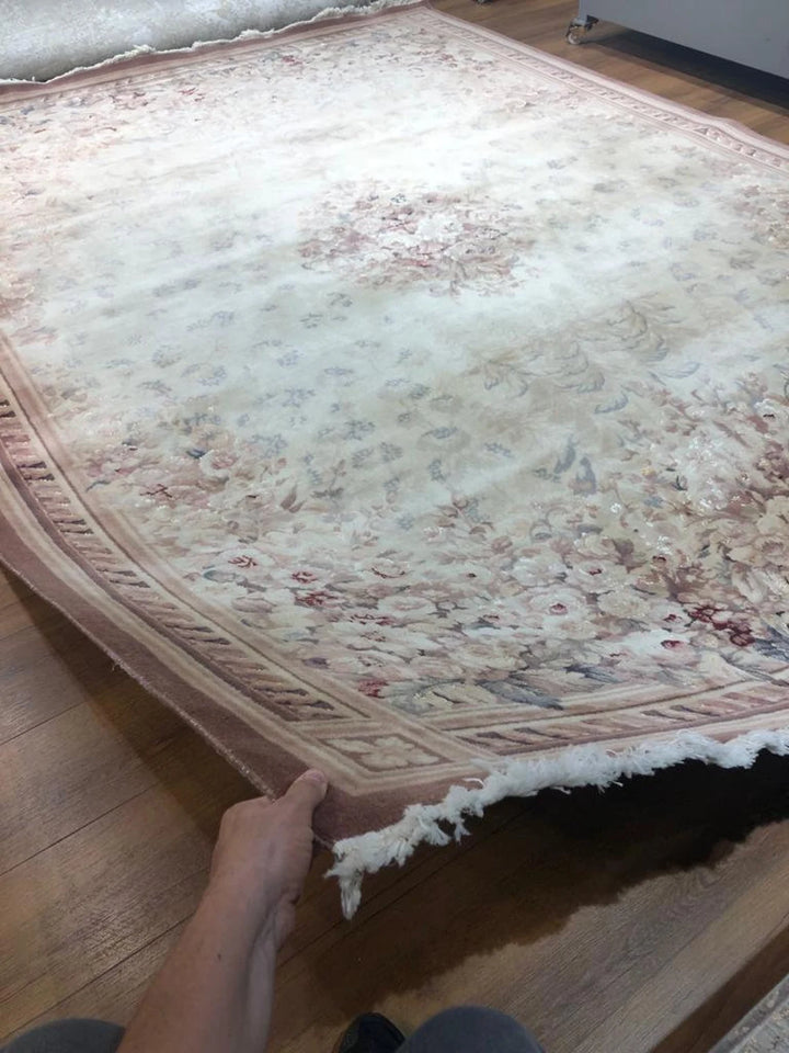 Antique Handwoven Feshane Kilim Rug (8.53 ft. X 11.48 ft.) (260 cm. X 350 cm.) - Large Savonnerie and Aubusson Floral Design Rug