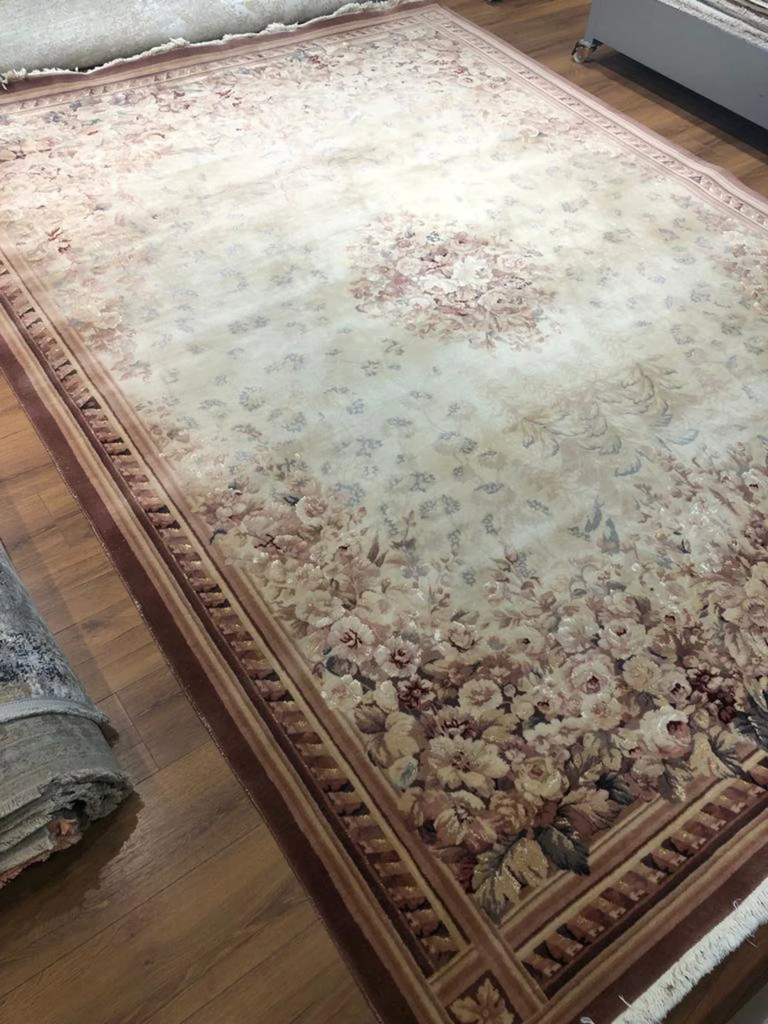 Antique Handwoven Feshane Kilim Rug (8.53 ft. X 11.48 ft.) (260 cm. X 350 cm.) - Large Savonnerie and Aubusson Floral Design Rug