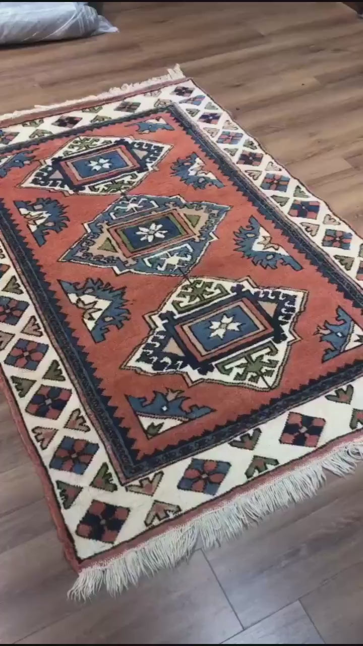 Rare Antique Balıkesir Sındırgı Handwoven Tribal Rug (4.10 ft. X 6.06 ft.) (125 cm x 185 cm)