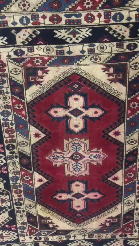 Red and Blue Antalya Dösemealti Hand Carpet