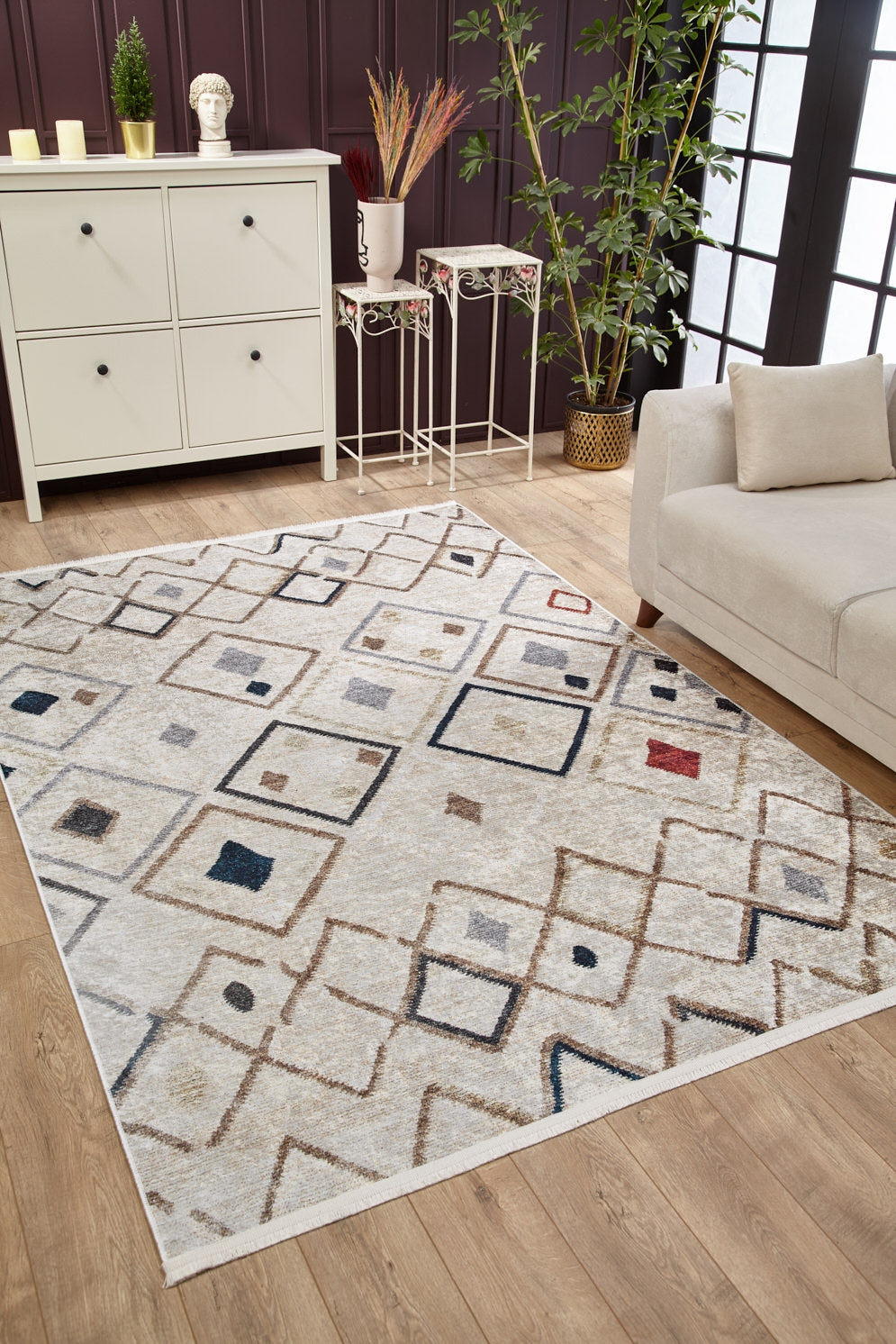 machine-washable-area-rug-Bohemian-Collection-Gray-Anthracite-JR1563