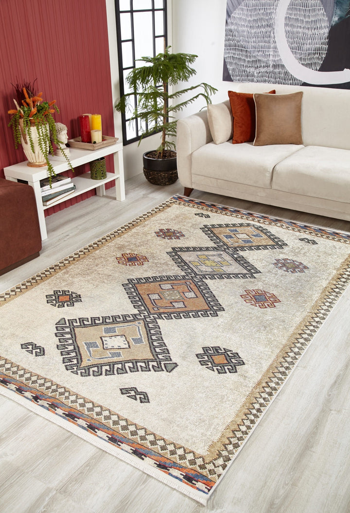 machine-washable-area-rug-Tribal-Ethnic-Collection-Cream-Beige-JR1567