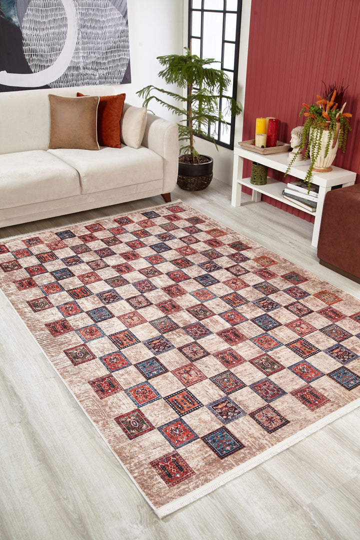 machine-washable-area-rug-Plaid-Modern-Collection-Cream-Beige-Red-JR1569