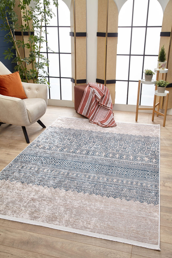 machine-washable-area-rug-Bohemian-Collection-Blue-Cream-Beige-JR1585