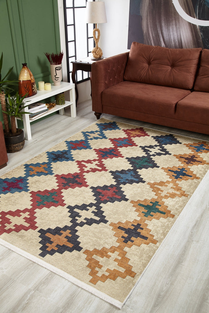 machine-washable-area-rug-Tribal-Ethnic-Collection-Cream-Beige-JR1600