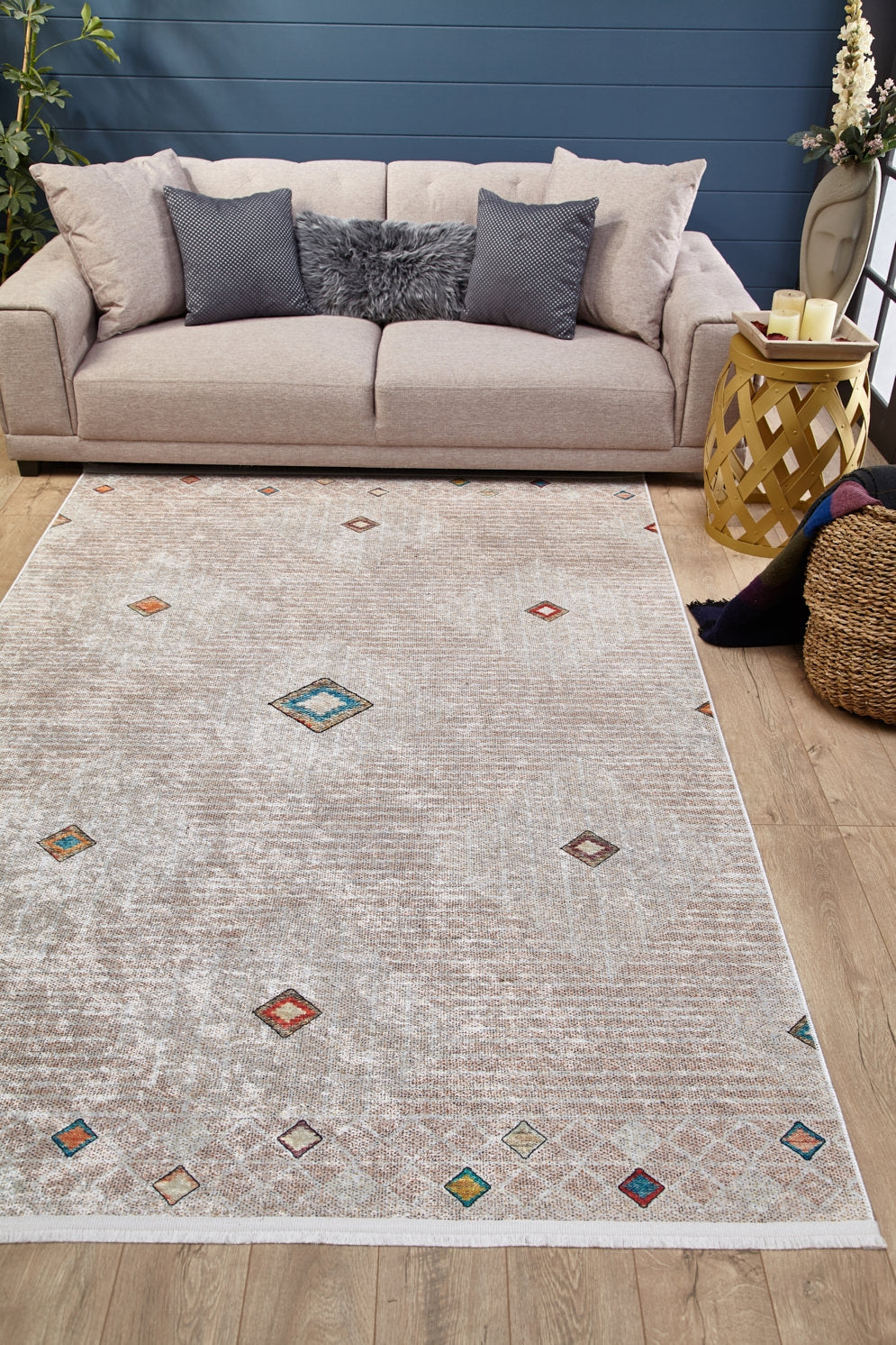 machine-washable-area-rug-Bohemian-Collection-Cream-Beige-JR1646