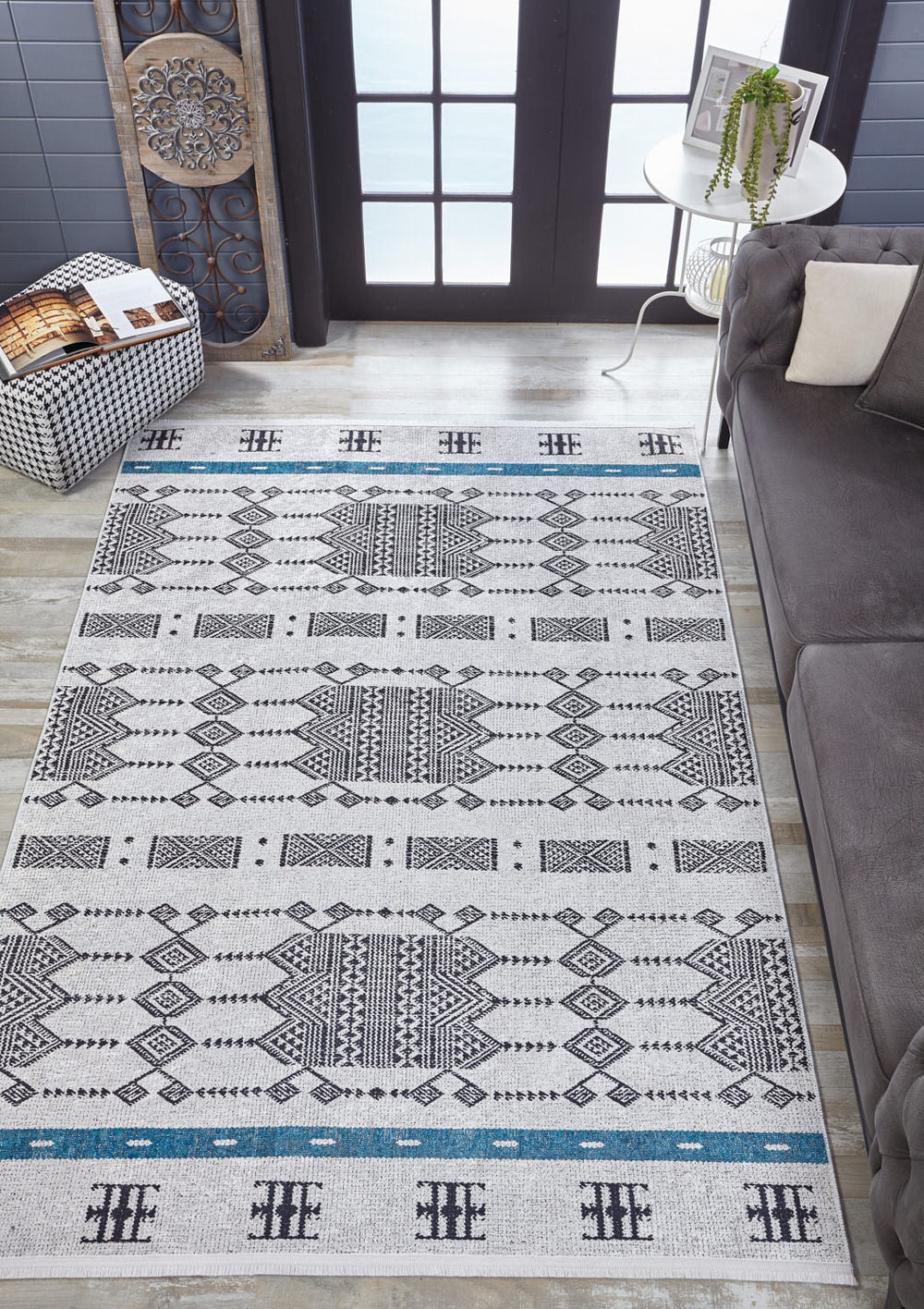 machine-washable-area-rug-Bohemian-Collection-Gray-Anthracite-JR1704