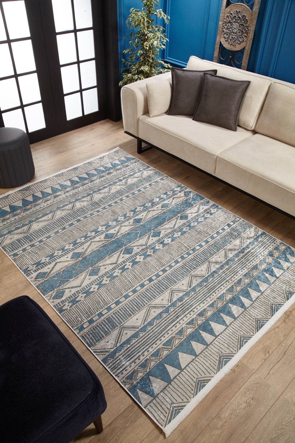 machine-washable-area-rug-Bohemian-Collection-Gray-Anthracite-JR1715