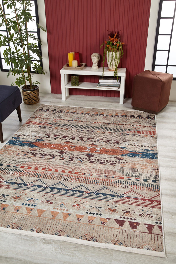 machine-washable-area-rug-Tribal-Ethnic-Collection-Cream-Beige-JR1717