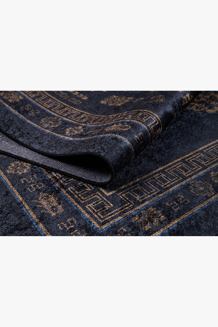 machine-washable-area-rug-Medallion-Tribal-Ethnic-Collection-Black-JR1890