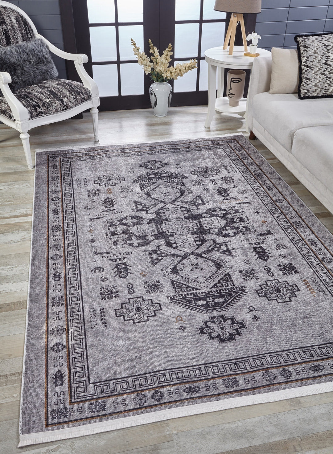 machine-washable-area-rug-Medallion-Tribal-Ethnic-Collection-Gray-Anthracite-JR1891