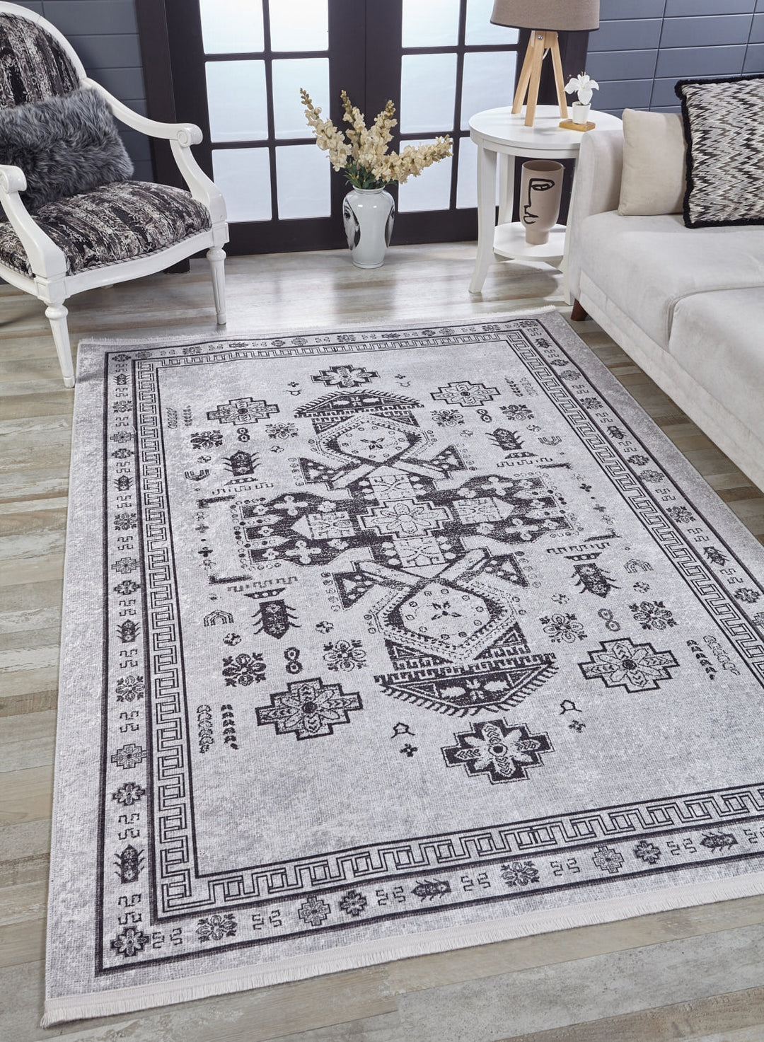 machine-washable-area-rug-Medallion-Tribal-Ethnic-Collection-Gray-Anthracite-JR1893