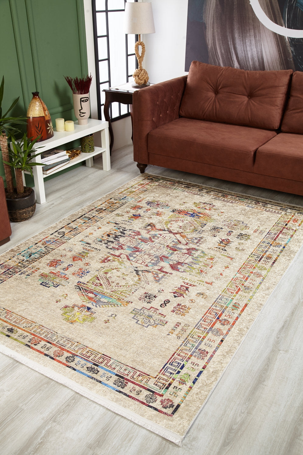 machine-washable-area-rug-Medallion-Tribal-Ethnic-Collection-Cream-Beige-JR1894