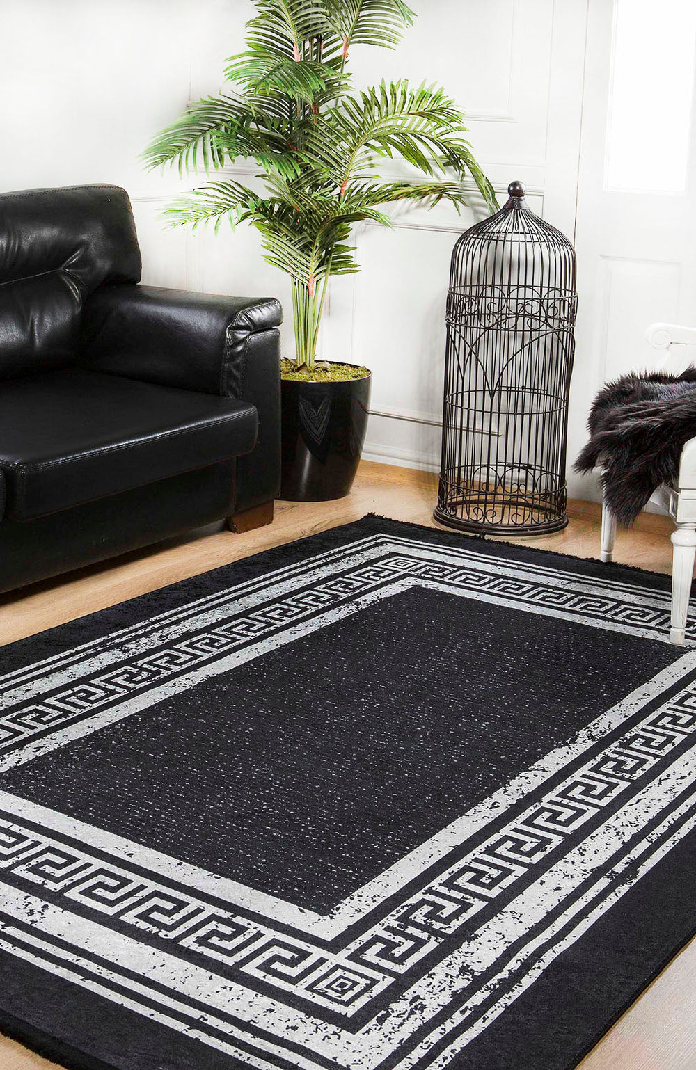 machine-washable-area-rug-Bordered-Modern-Collection-Black-JR1177