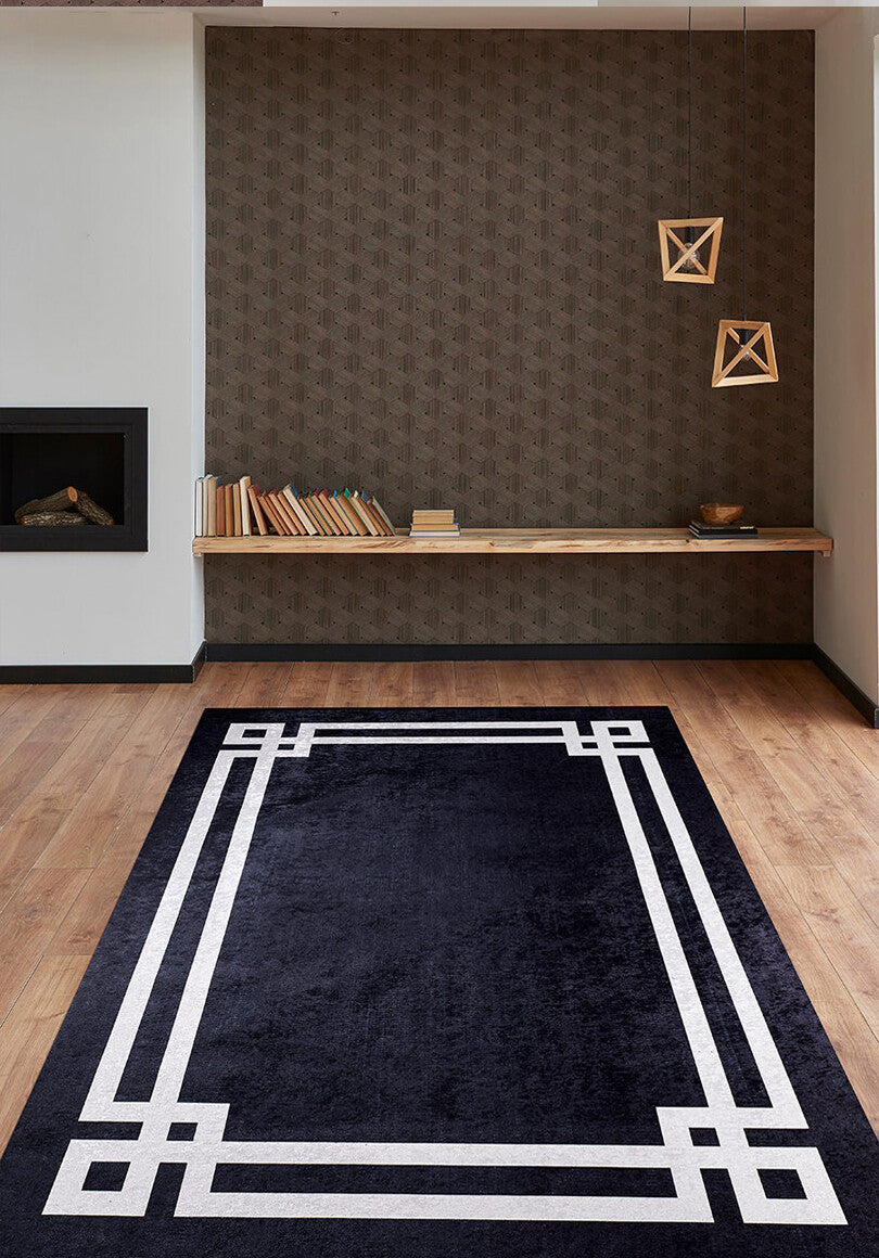 machine-washable-area-rug-Bordered-Modern-Collection-Black-JR597