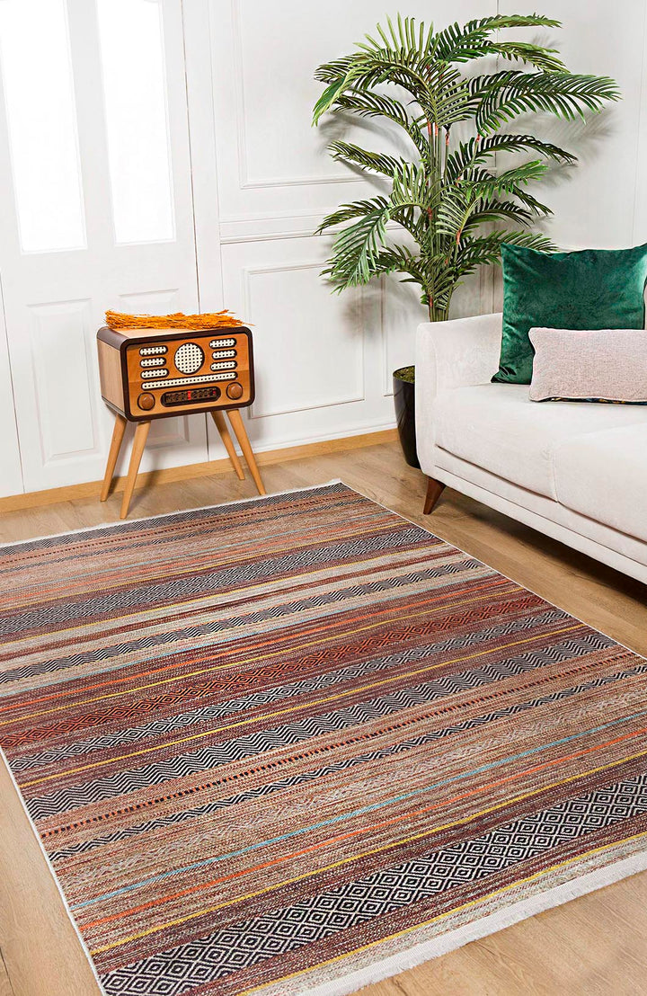 machine-washable-area-rug-Stripe-Modern-Collection-Bronze-Brown-JR1549