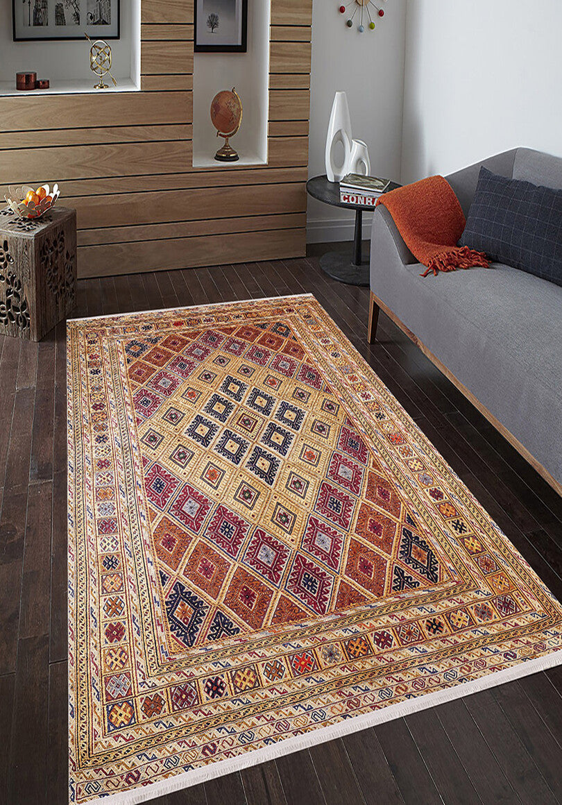 machine-washable-area-rug-Traditional-Collection-Orange-JR44