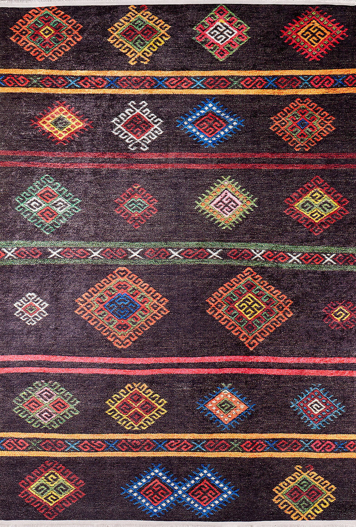 machine-washable-area-rug-Tribal-Ethnic-Collection-Multicolor-Red-JR1088