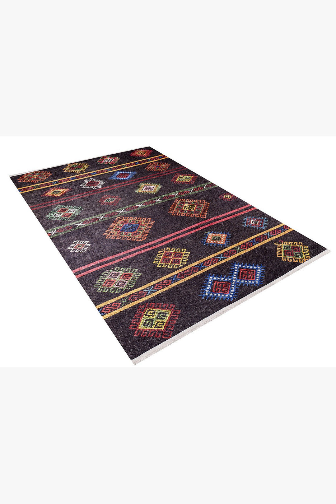 machine-washable-area-rug-Tribal-Ethnic-Collection-Multicolor-Red-JR1088