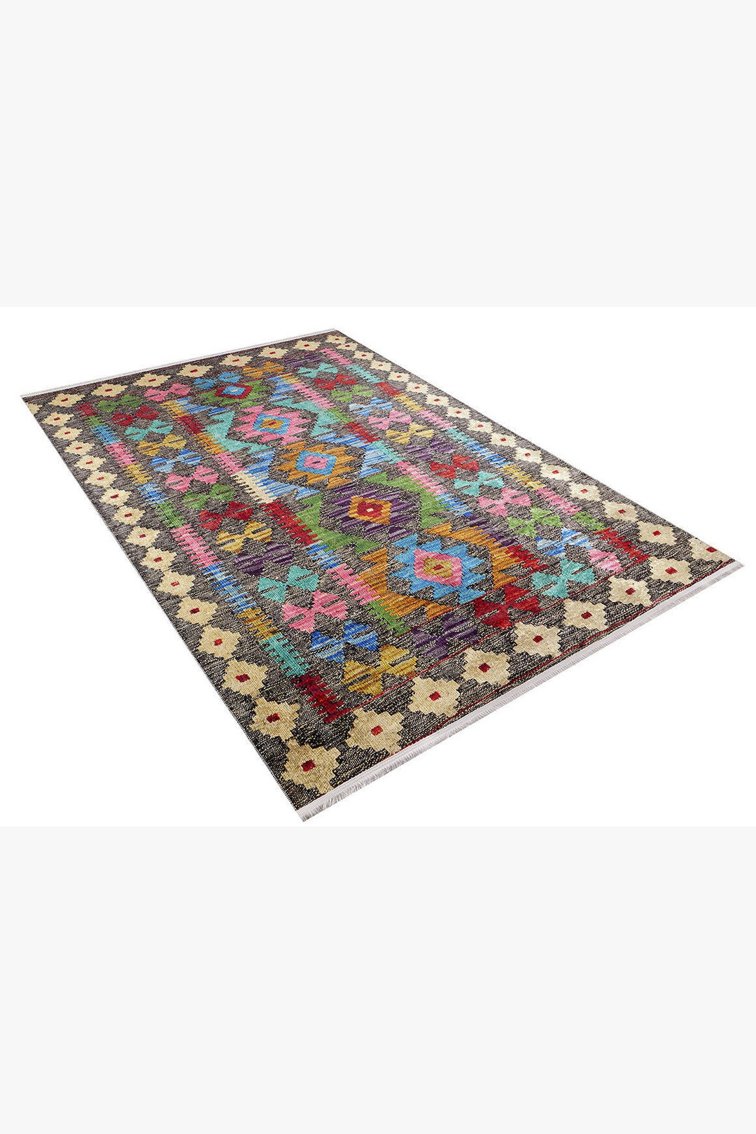 machine-washable-area-rug-Tribal-Ethnic-Collection-Multicolor-Pink-JR1260