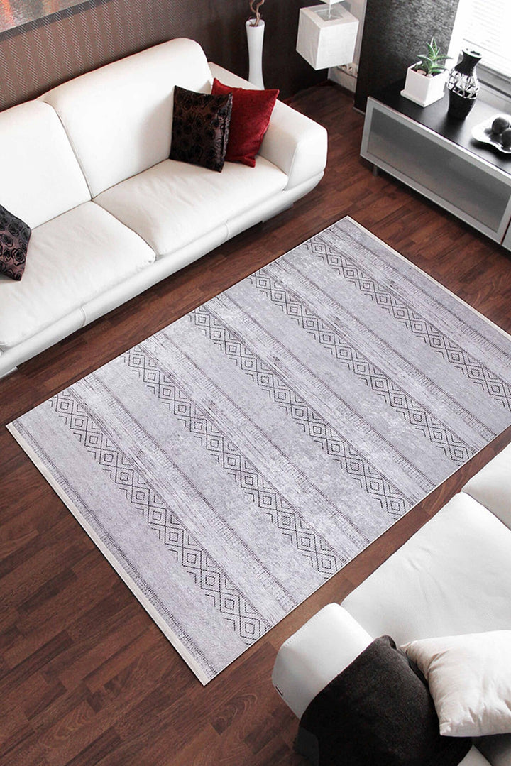 machine-washable-area-rug-Stripe-Modern-Collection-Gray-Anthracite-Cream-Beige-JR894