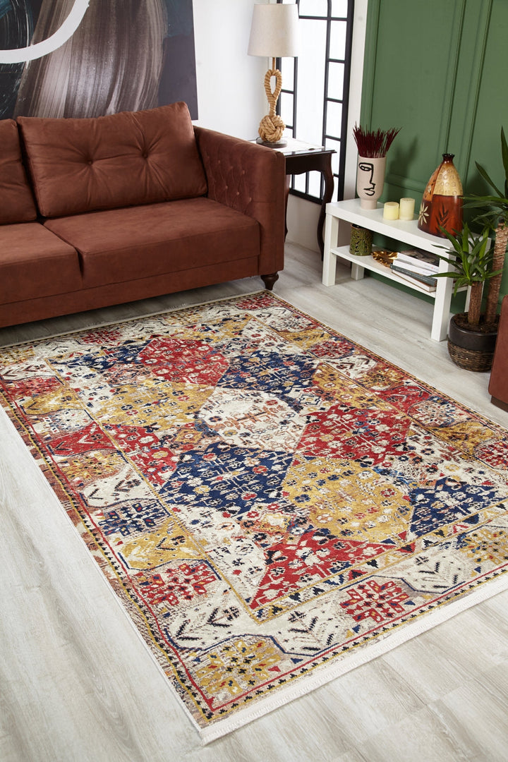 machine-washable-area-rug-Tribal-Ethnic-Collection-Yellow-Gold-JR1665