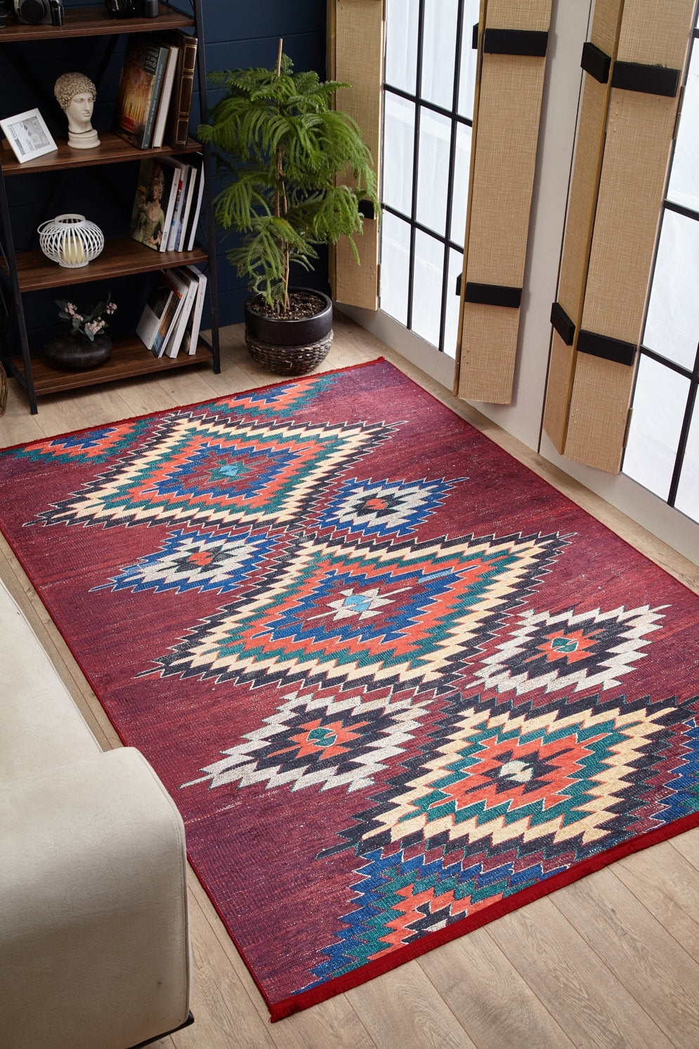 machine-washable-area-rug-Tribal-Ethnic-Collection-Red-JR1680