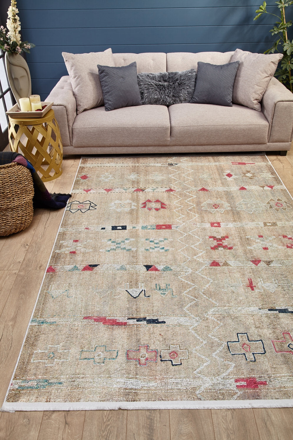 machine-washable-area-rug-Tribal-Ethnic-Collection-Cream-Beige-JR1682