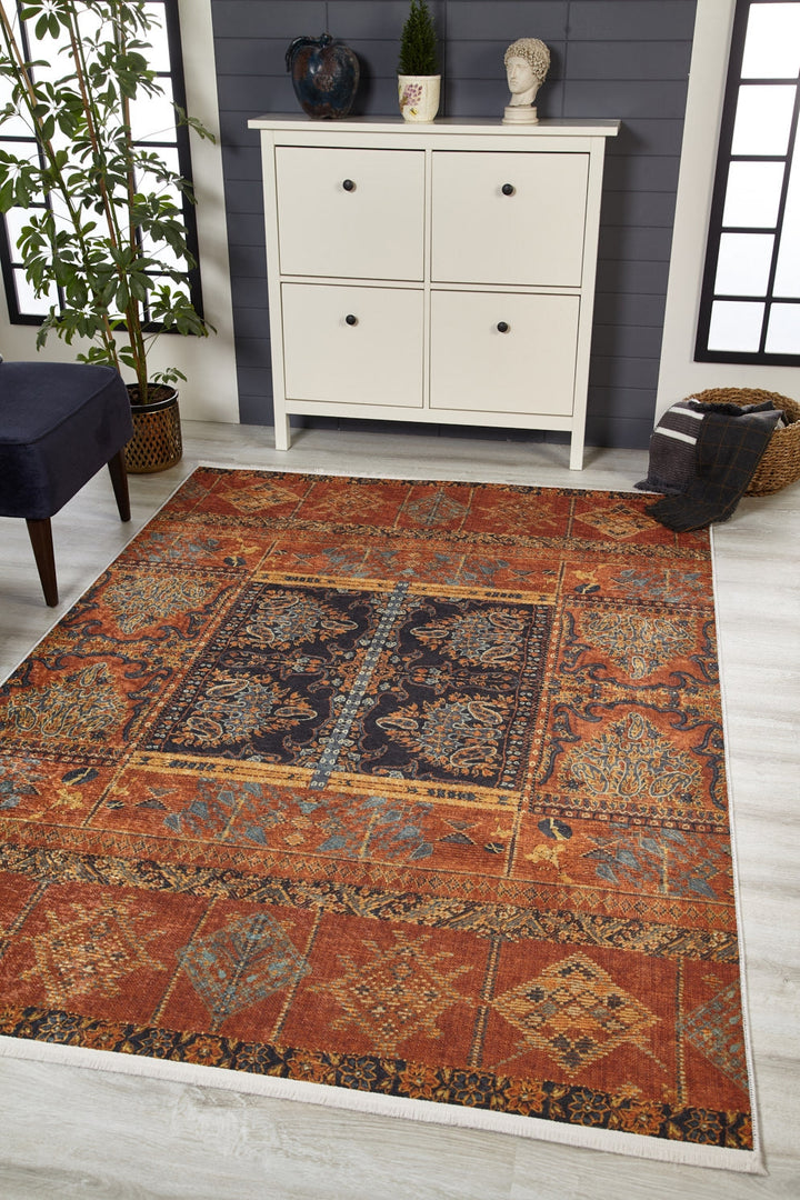 machine-washable-area-rug-Oriantel-Collection-Orange-JR1864