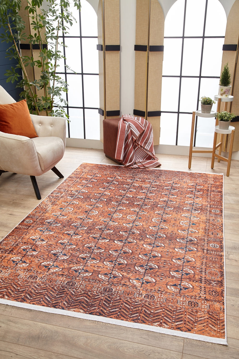 machine-washable-area-rug-Tribal-Ethnic-Collection-Orange-JR1937