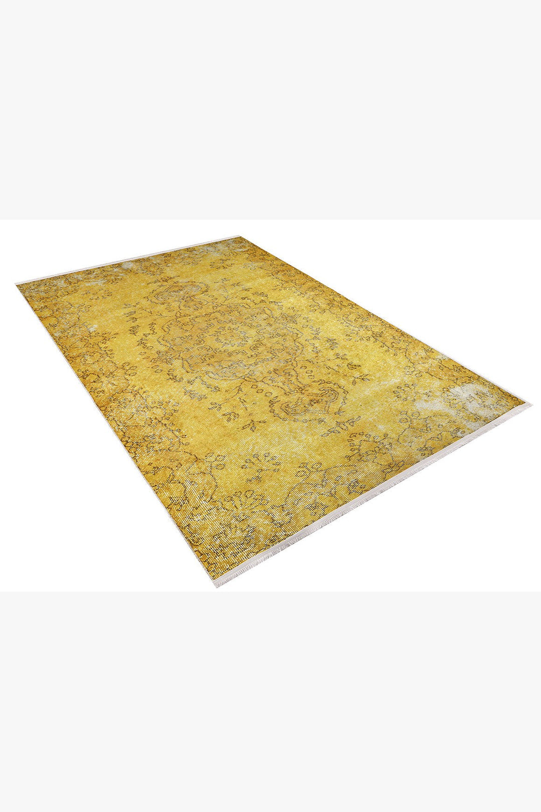 Medallion Vintage Yellow-Gold Machine-Washable Rug ARH174