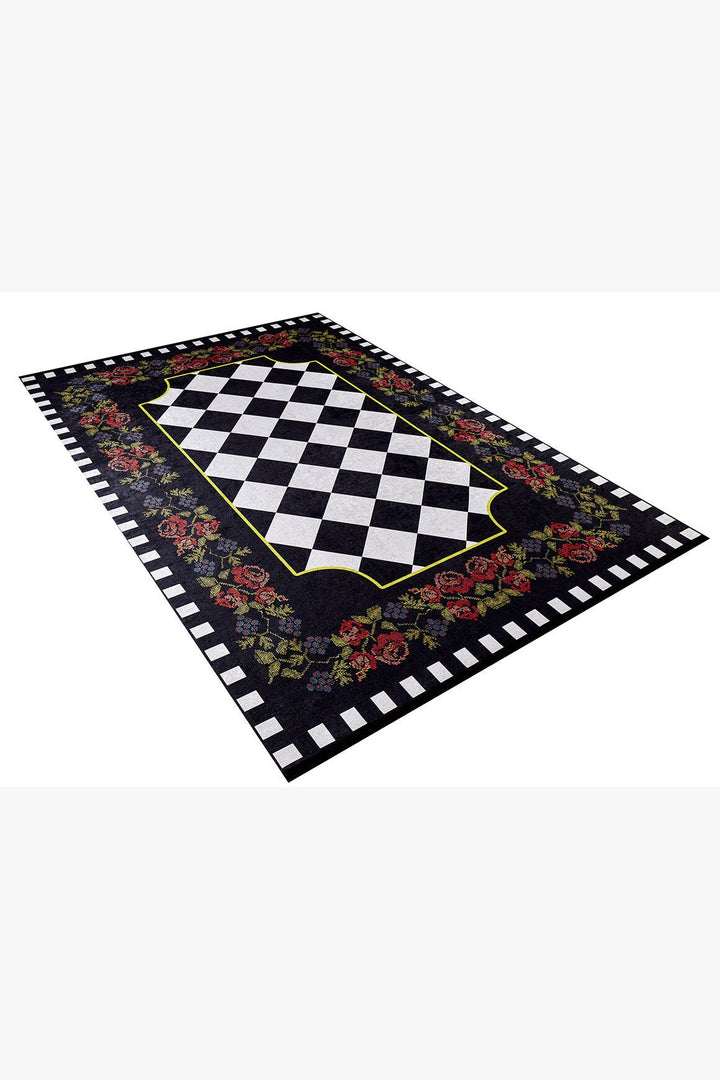 machine-washable-area-rug-Floral-Collection-Black-JR587