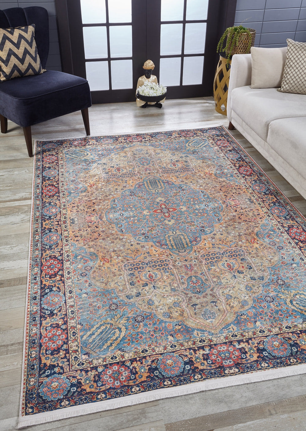 machine-washable-area-rug-Medallion-Persian-Collection-Blue-JR1969
