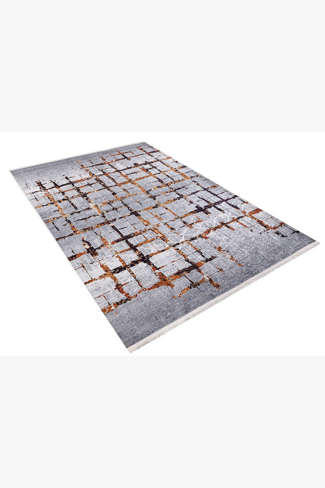 machine-washable-area-rug-Plaid-Modern-Collection-Orange-Gray-Anthracite-JR1205