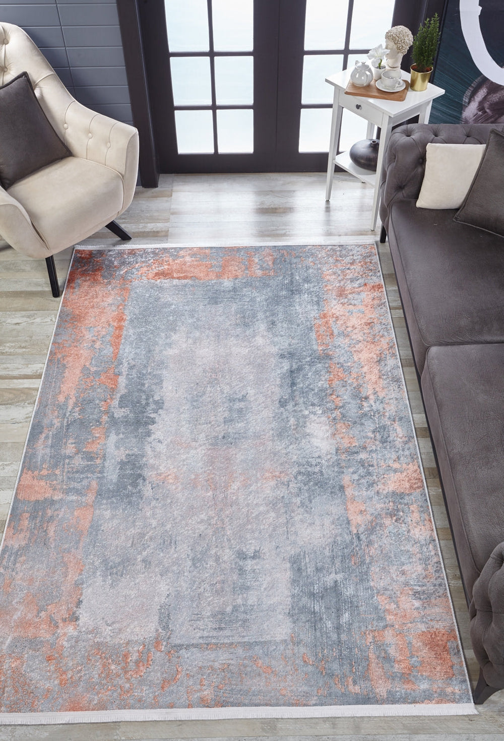 machine-washable-area-rug-Bordered-Modern-Collection-Bronze-Brown-Gray-Anthracite-JR1739