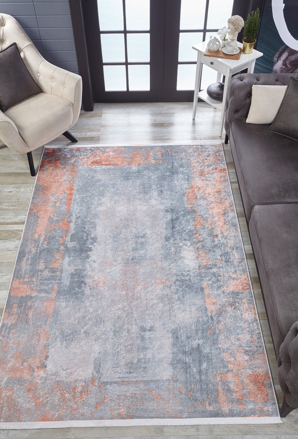 machine-washable-area-rug-Bordered-Modern-Collection-Bronze-Brown-Gray-Anthracite-JR1739