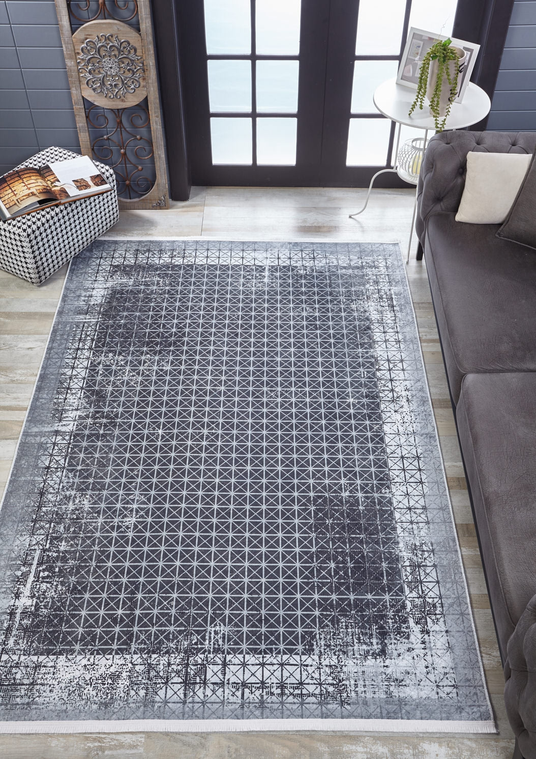 machine-washable-area-rug-Plaid-Modern-Collection-Gray-Anthracite-JR1871