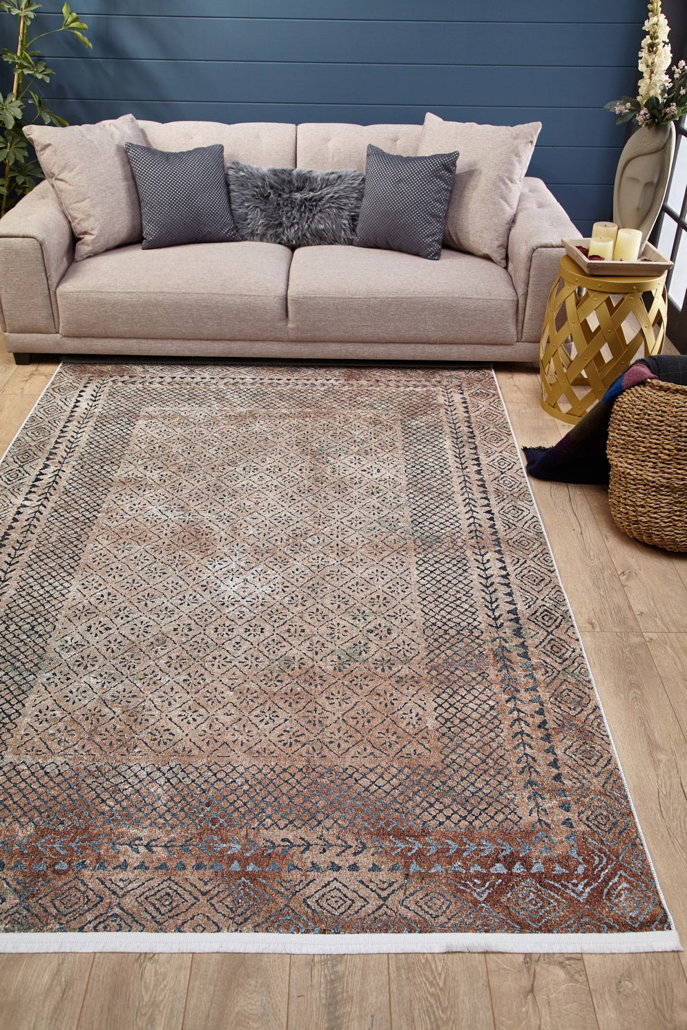 machine-washable-area-rug-Bordered-Modern-Collection-Bronze-Brown-JR1986