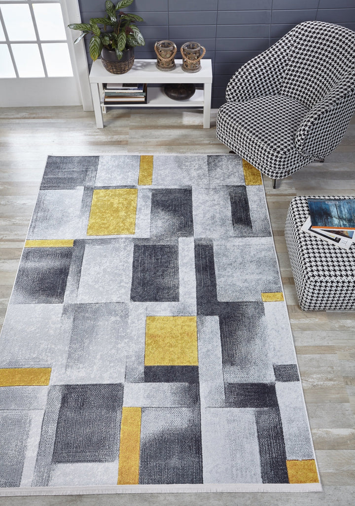 machine-washable-area-rug-Plaid-Modern-Collection-Gray-Anthracite-Yellow-Gold-JR1575