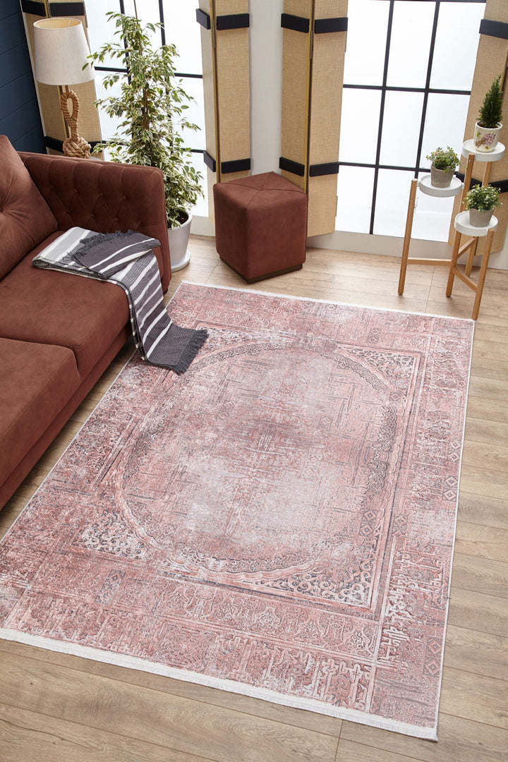 machine-washable-area-rug-Medallion-Collection-Pink-JR1924