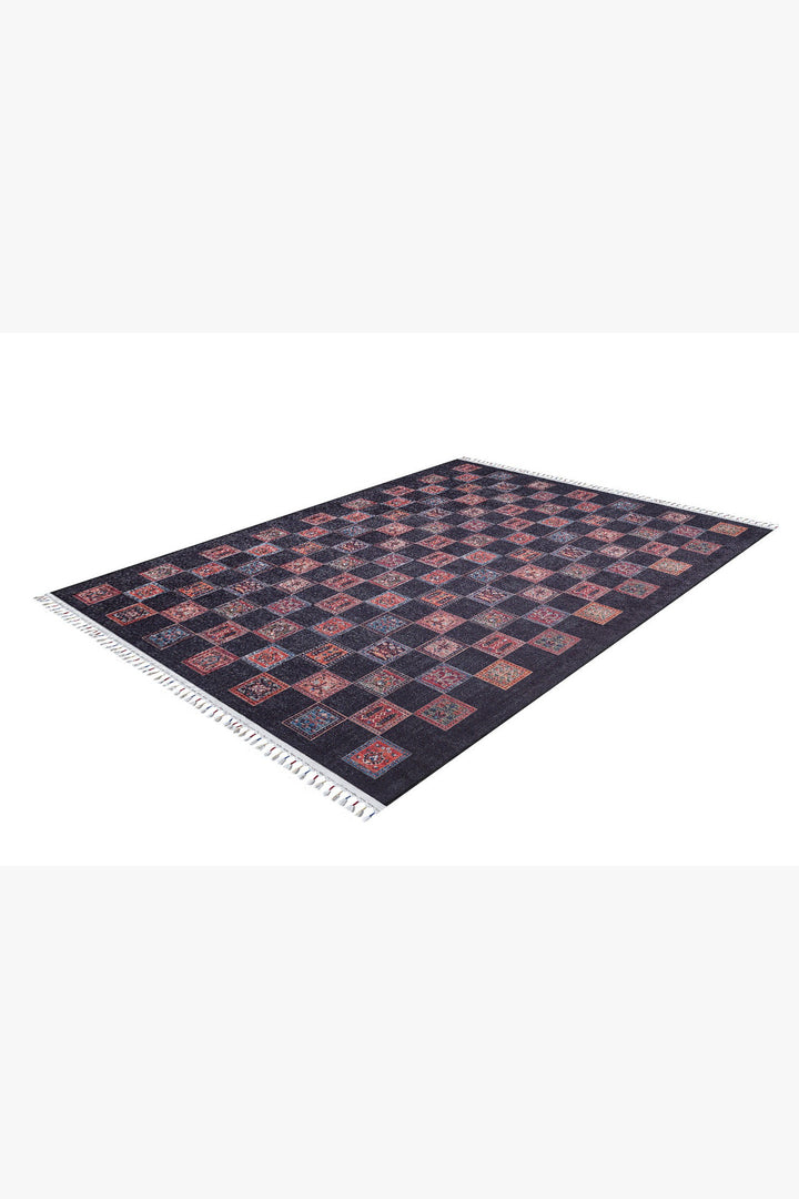 machine-washable-area-rug-Braided-Tassel-Collection-Black-Red-JR5022